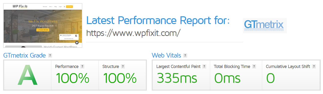 GTmetrix Speed Report Google's Page Experience Update